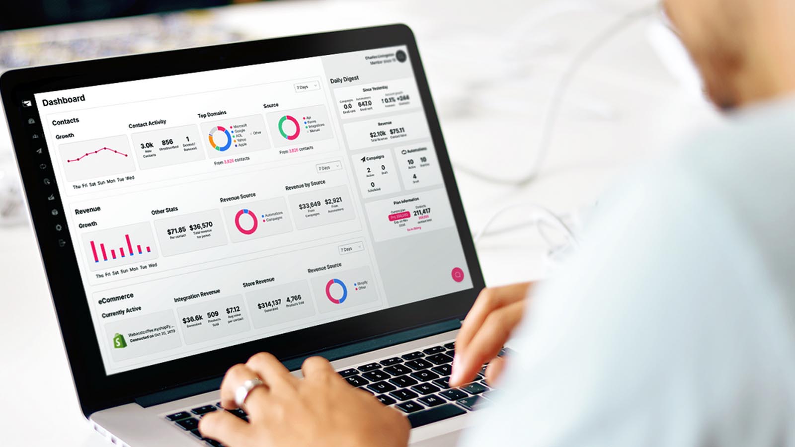 laptop with graphs on it