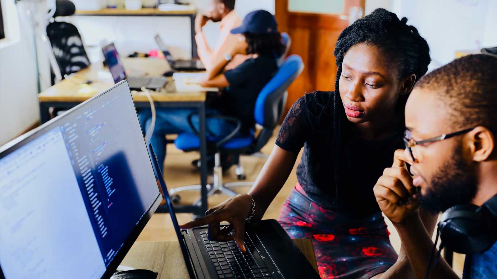 people working on computer